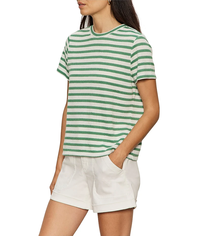 Sanctuary Perfect Textured Stripe Print Crew Neck Short Sleeve Tee