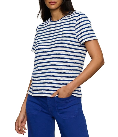 Sanctuary Perfect Textured Stripe Print Crew Neck Short Sleeve Tee