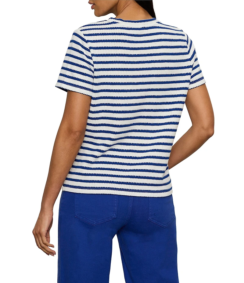Sanctuary Perfect Textured Stripe Print Crew Neck Short Sleeve Tee