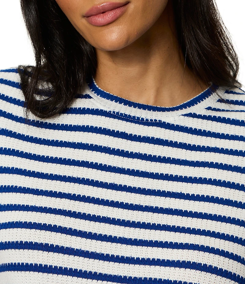 Sanctuary Perfect Textured Stripe Print Crew Neck Short Sleeve Tee