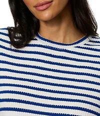 Sanctuary Perfect Textured Stripe Print Crew Neck Short Sleeve Tee