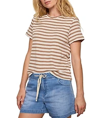 Sanctuary Perfect Textured Stripe Print Crew Neck Short Sleeve Tee