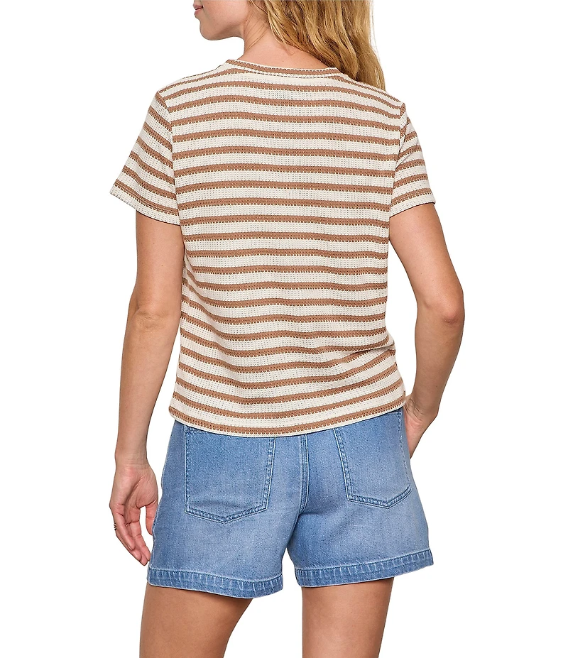 Sanctuary Perfect Textured Stripe Print Crew Neck Short Sleeve Tee