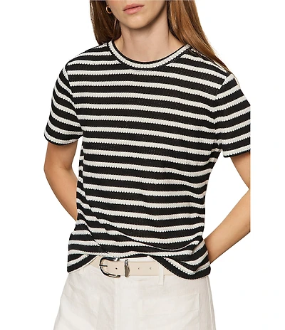 Sanctuary Perfect Textured Stripe Print Crew Neck Short Sleeve Tee