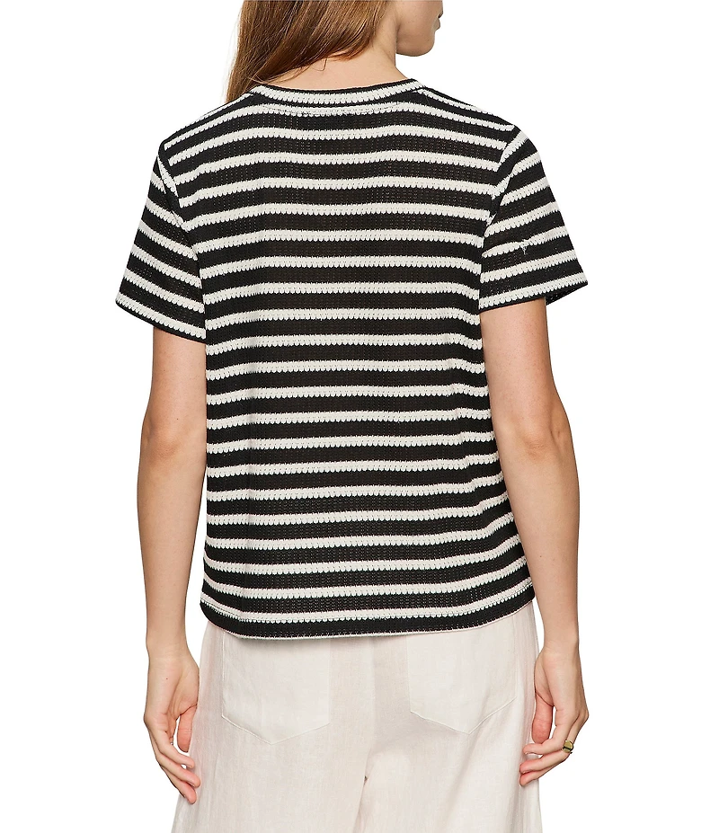 Sanctuary Perfect Textured Stripe Print Crew Neck Short Sleeve Tee