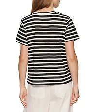 Sanctuary Perfect Textured Stripe Print Crew Neck Short Sleeve Tee