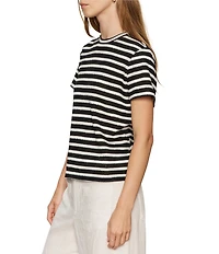 Sanctuary Perfect Textured Stripe Print Crew Neck Short Sleeve Tee