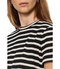 Sanctuary Perfect Textured Stripe Print Crew Neck Short Sleeve Tee