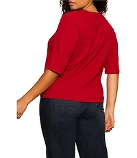 Sanctuary Plus Size Dolce Notch V-Neck 3/4 Sleeve Knit Top