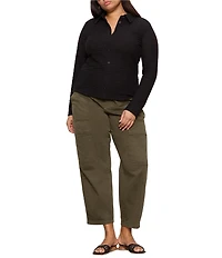 Sanctuary Plus Size Dreamer Collared Neck Long Sleeve Textured Bubble Knit Shirt