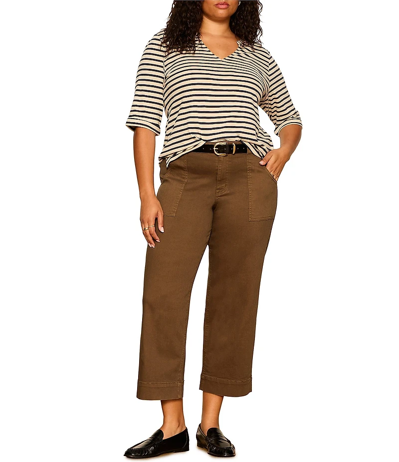Sanctuary Plus Size Insider Crop Straight Leg Twill Pants