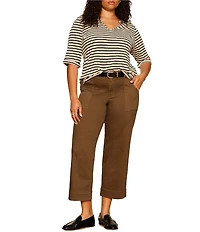 Sanctuary Plus Size Insider Crop Straight Leg Twill Pants