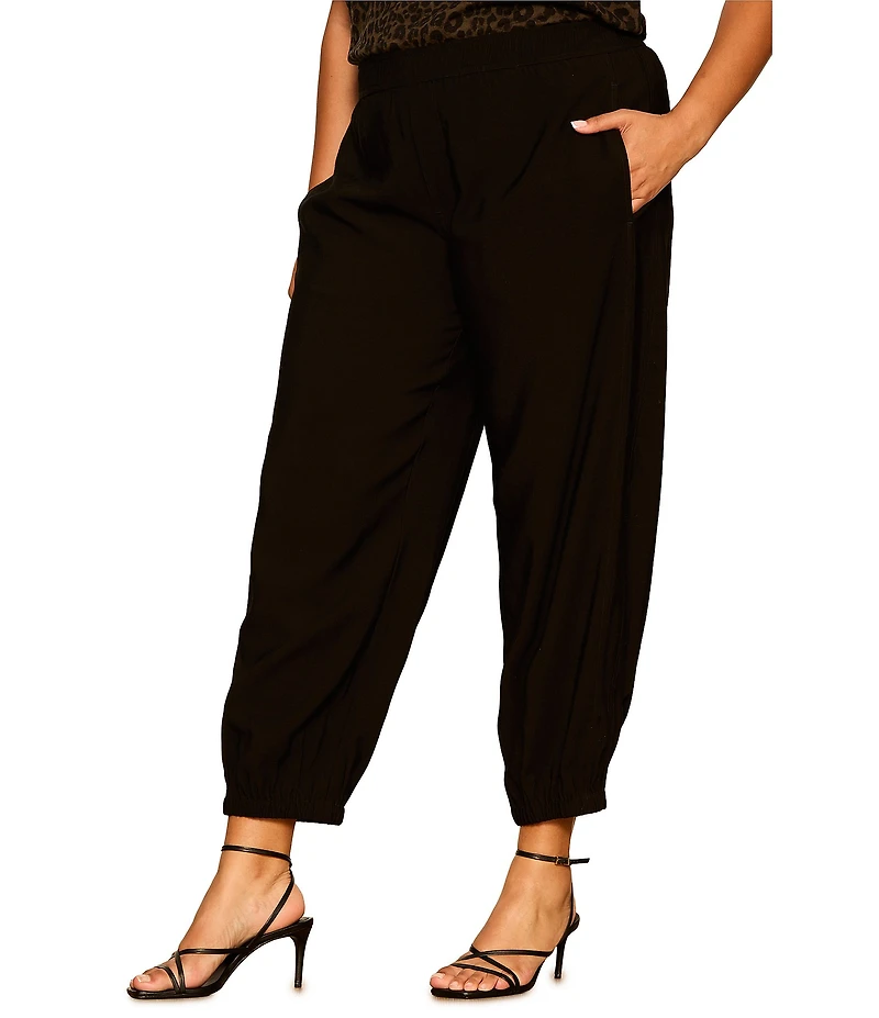Sanctuary Plus Size Micro Balloon Leg Pull-On Twill Pants