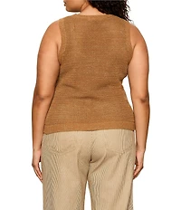 Sanctuary Plus Size Natural State Crew Neck Sleeveless Open Knit Halter Tank