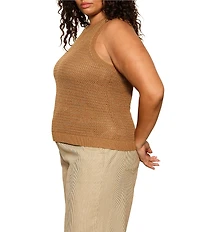 Sanctuary Plus Size Natural State Crew Neck Sleeveless Open Knit Halter Tank