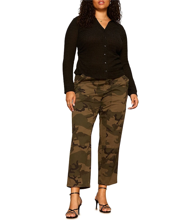 Sanctuary Plus Size Riot Camo Print Mid Rise Tapered Leg Pants