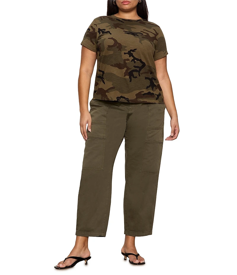 Sanctuary Plus Size The Perfect Knit Crew Neck Short Sleeve Camo Printed Tee Shirt