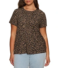 Sanctuary Plus Size The Perfect Tee Animal Print Crew Neck Short Sleeve Top