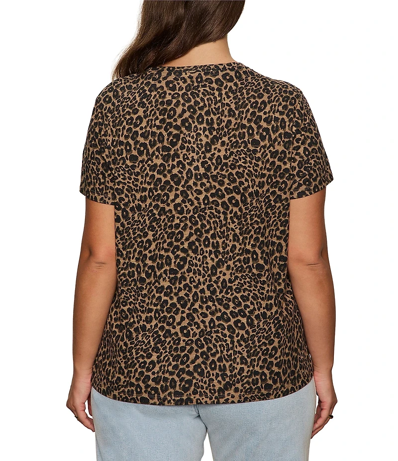 Sanctuary Plus Size The Perfect Tee Animal Print Crew Neck Short Sleeve Top
