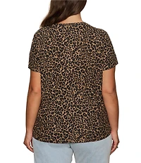 Sanctuary Plus Size The Perfect Tee Animal Print Crew Neck Short Sleeve Top