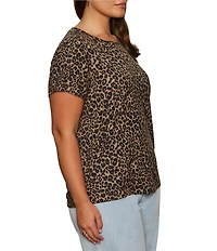 Sanctuary Plus Size The Perfect Tee Animal Print Crew Neck Short Sleeve Top