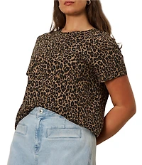 Sanctuary Plus Size The Perfect Tee Animal Print Crew Neck Short Sleeve Top