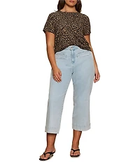 Sanctuary Plus Size The Perfect Tee Animal Print Crew Neck Short Sleeve Top