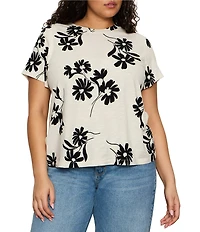 Sanctuary Plus Size The Perfect Tee Bloom Printed Crew Neck Short Sleeve Top