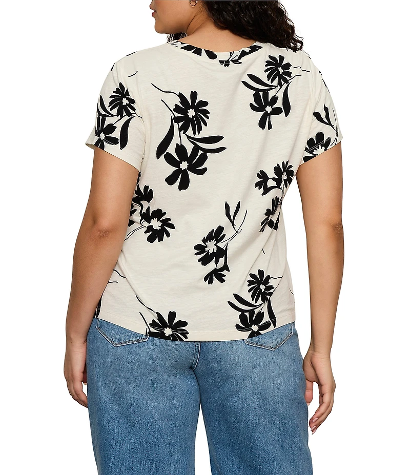 Sanctuary Plus Size The Perfect Tee Bloom Printed Crew Neck Short Sleeve Top