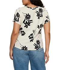 Sanctuary Plus Size The Perfect Tee Bloom Printed Crew Neck Short Sleeve Top