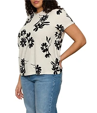 Sanctuary Plus Size The Perfect Tee Bloom Printed Crew Neck Short Sleeve Top