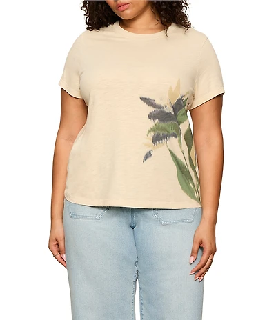 Sanctuary Plus Size The Perfect Tee Floral Placement Print Crew Neck Short Sleeve Top