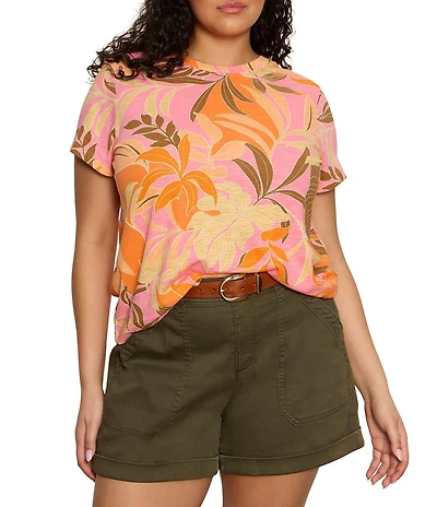 Sanctuary Plus Size The Perfect Tee Floral Print Crew Neck Short Sleeve Top
