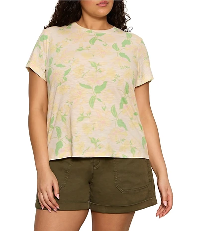 Sanctuary Plus Size The Perfect Tee Floral Printed Crew Neck Short Sleeve Top