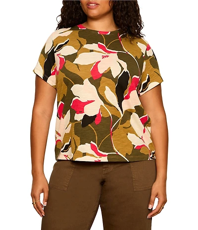 Sanctuary Plus Size The Perfect Tee Floral Printed Crew Neck Short Sleeve Top