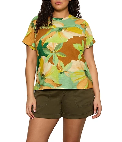 Sanctuary Plus Size The Perfect Tee Green House Printed Crew Neck Short Sleeve Top