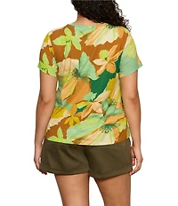 Sanctuary Plus Size The Perfect Tee Green House Printed Crew Neck Short Sleeve Top