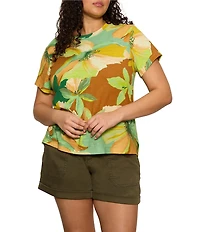 Sanctuary Plus Size The Perfect Tee Green House Printed Crew Neck Short Sleeve Top