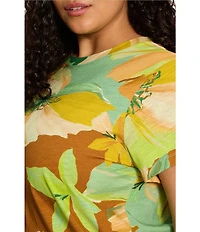Sanctuary Plus Size The Perfect Tee Green House Printed Crew Neck Short Sleeve Top