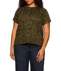 Sanctuary Plus Size The Perfect Tee Paisley Printed Crew Neck Short Sleeve Top