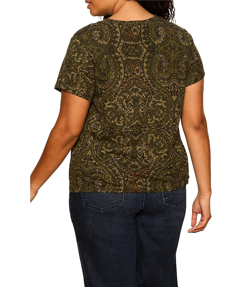 Sanctuary Plus Size The Perfect Tee Paisley Printed Crew Neck Short Sleeve Top