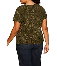 Sanctuary Plus Size The Perfect Tee Paisley Printed Crew Neck Short Sleeve Top
