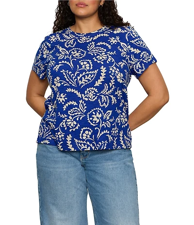 Sanctuary Plus Size The Perfect Tee Portofino Printed Crew Neck Short Sleeve Top