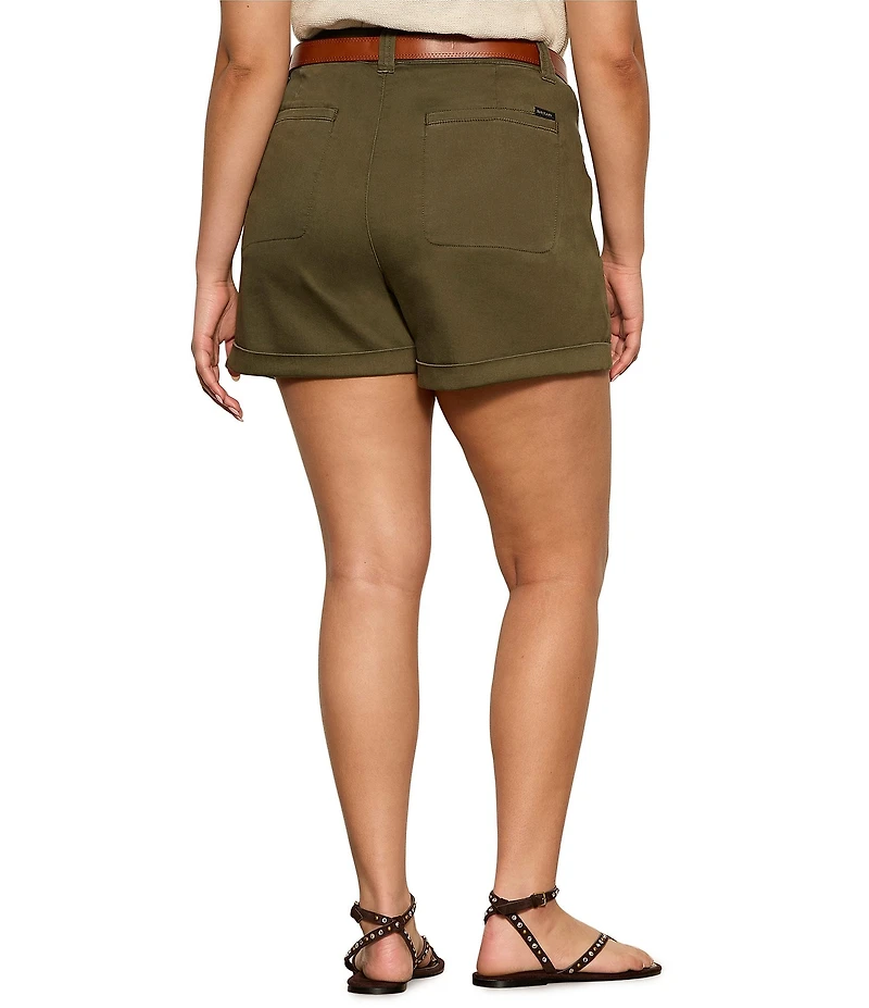 Sanctuary Plus Size Wander On Mid Rise Stretch Twill Shorts