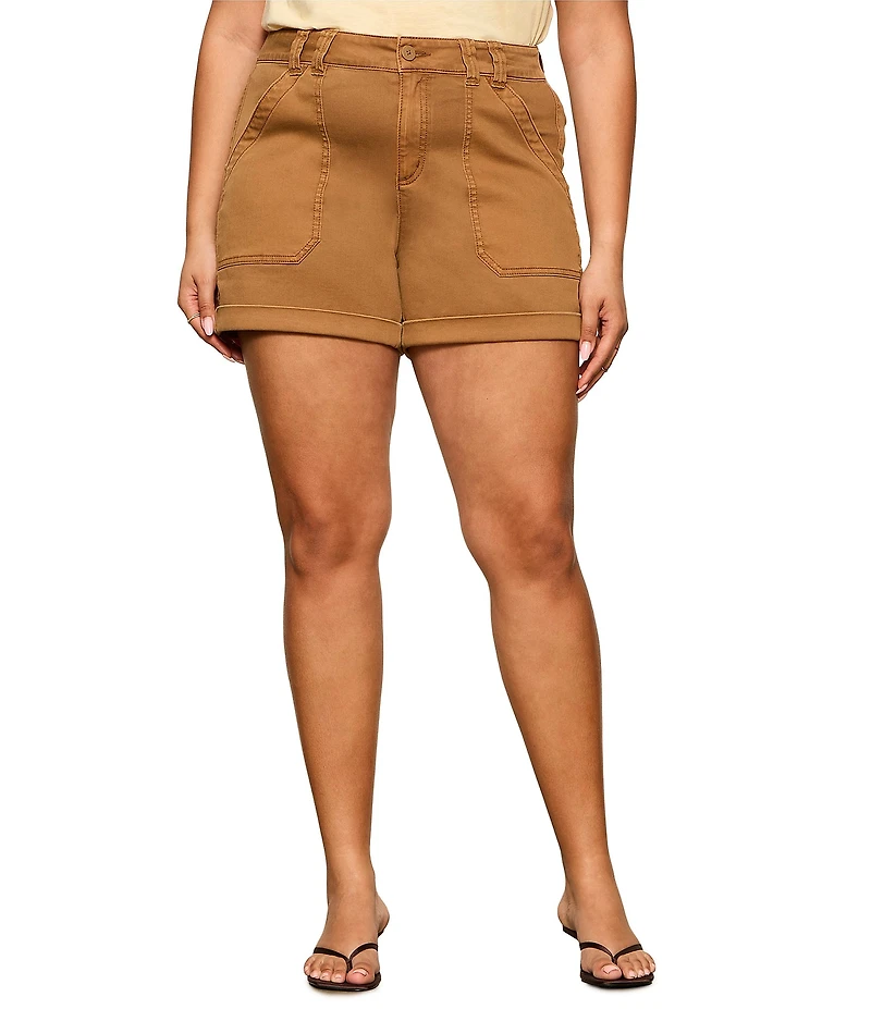 Sanctuary Plus Size Wander On Mid Rise Stretch Twill Shorts