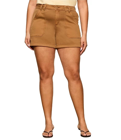 Sanctuary Plus Size Wander On Mid Rise Stretch Twill Shorts
