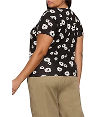 Sanctuary Plus The Perfect Tee Floral Print Crew Neck Short Sleeve Top