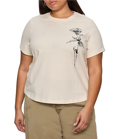 Sanctuary Plus Timeless Floral Print Crew Neck Short Sleeve Tee