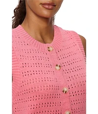 Sanctuary Pointelle Crew Neck Sleeveless Shell Sweater