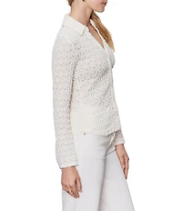 Sanctuary Pucker Up Dreamgirl Lace Point Collar Neck Long Sleeve Button Front Top